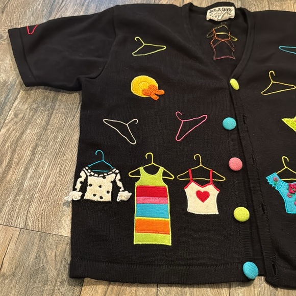 Jack B. Quick Vintage Embroidered Cardigan Sz Petite Medium - Picture 2 of 7